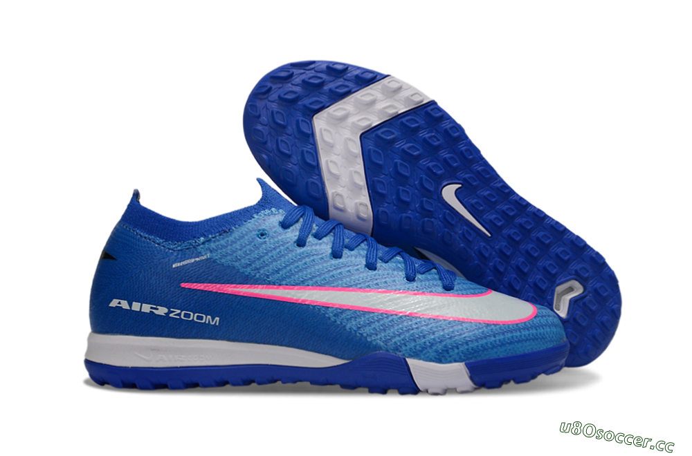 Kids Nike Air Zoom Mercurial Vapor 16 Elite TF Artificial Turf Low-Tops Football Shoes - Blue/Electric Blue/Fiery Pink 2