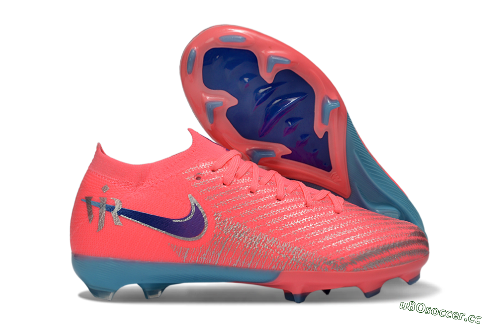 Kids Nike Air Zoom Mercurial Vapor 16 Elite FG Firm Ground Low-Tops Football Boots - Pink/Bright Coral/Deep Ocean 2
