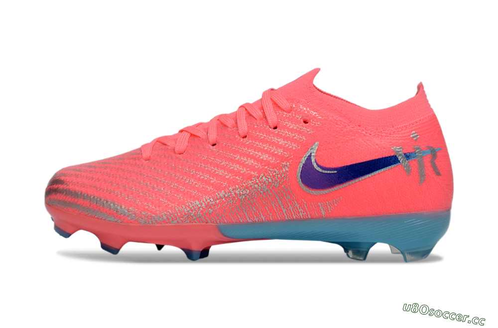Kids Nike Air Zoom Mercurial Vapor 16 Elite FG Firm Ground Low-Tops Football Boots - Pink/Bright Coral/Deep Ocean 0
