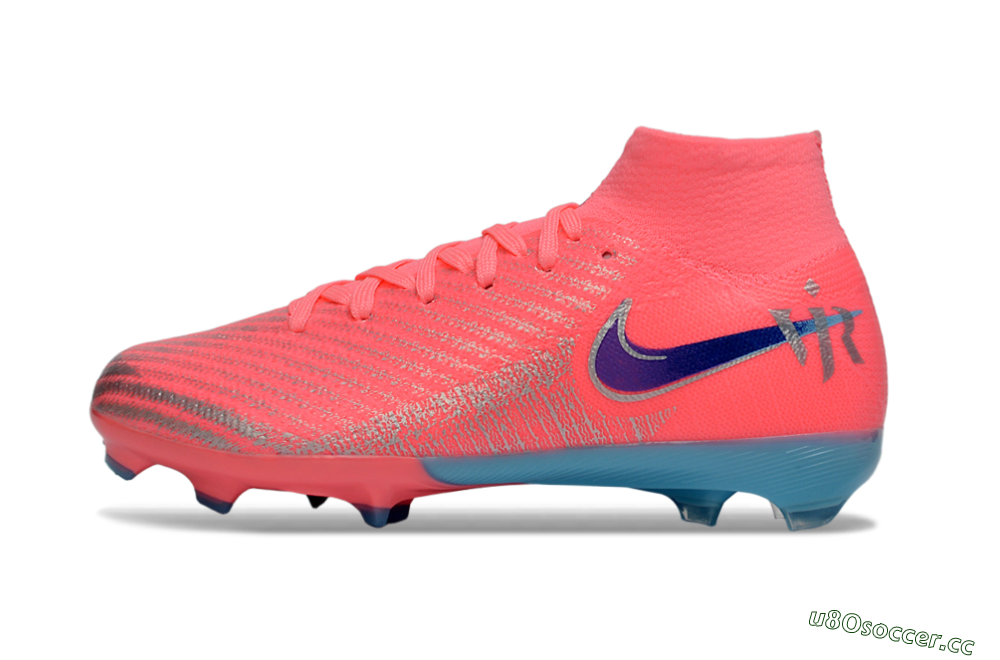Kids Nike Air Zoom Mercurial Superfly 10 Elite FG Firm Ground High-Tops Football Boots - Pink/Bright Coral/Dark Purple 0