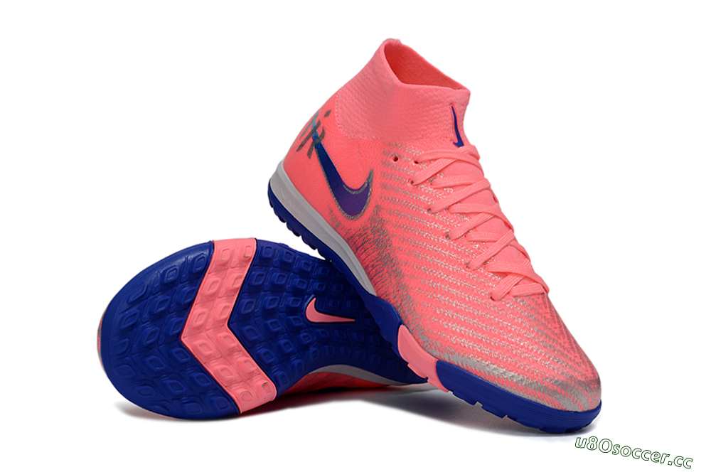 Kids Nike Air Zoom Mercurial Superfly 10 Elite TF Artificial Turf High-Tops Football Shoes - Pink/Electric Pink/Deep Blue 1
