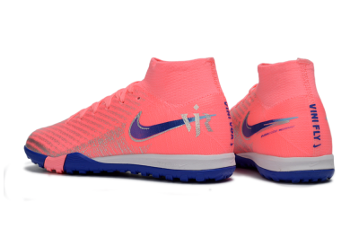 Kids Nike Air Zoom Mercurial Superfly 10 Elite TF Artificial Turf High-Tops Football Shoes - Pink/Electric Pink/Deep Blue