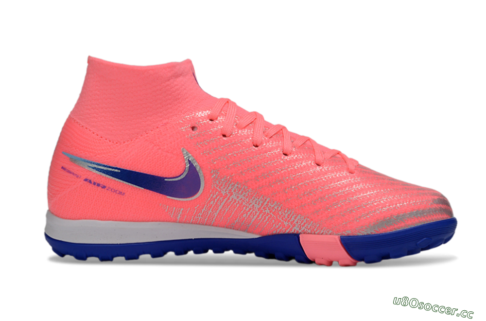 Kids Nike Air Zoom Mercurial Superfly 10 Elite TF Artificial Turf High-Tops Football Shoes - Pink/Electric Pink/Deep Blue 5