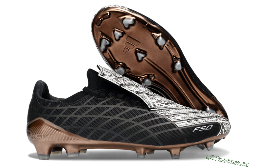 Men's Adidas F50 Elite FG Firm Ground Low-Tops Football Boots - Black/Copper Highlight/White Accents 2
