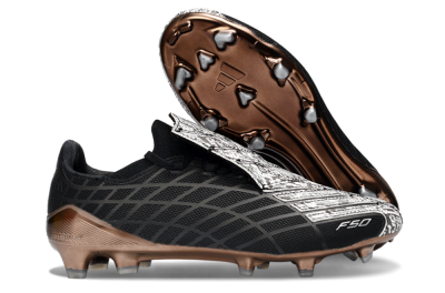 Men's Adidas F50 Elite FG Firm Ground Low-Tops Football Boots - Black/Copper Highlight/White Accents