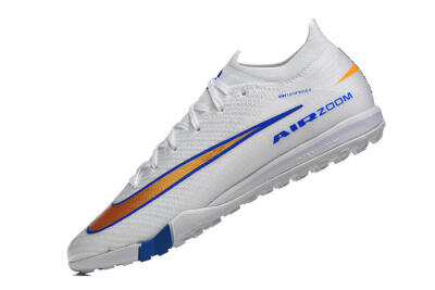 Men's Nike Air Zoom Mercurial Vapor 16 Elite TF Artificial Turf Low-Tops Football Shoes - White/Electric Blue/Metallic Gold
