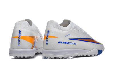 Men's Nike Air Zoom Mercurial Vapor 16 Elite TF Artificial Turf Low-Tops Football Shoes - White/Electric Blue/Metallic Gold