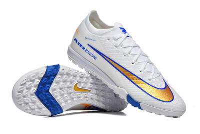 Men's Nike Air Zoom Mercurial Vapor 16 Elite TF Artificial Turf Low-Tops Football Shoes - White/Electric Blue/Metallic Gold