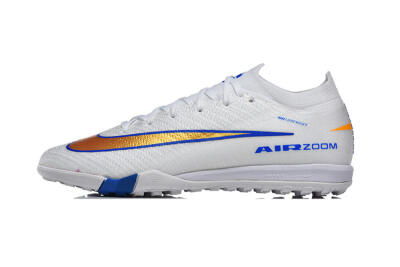 Men's Nike Air Zoom Mercurial Vapor 16 Elite TF Artificial Turf Low-Tops Football Shoes - White/Electric Blue/Metallic Gold