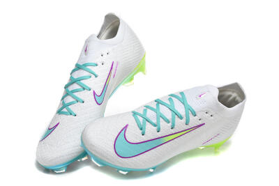 Men's Nike Air Zoom Mercurial Vapor 16 Elite FG Firm Ground Low-Tops Football Boots - White/Aqua Splash/Lime Glow