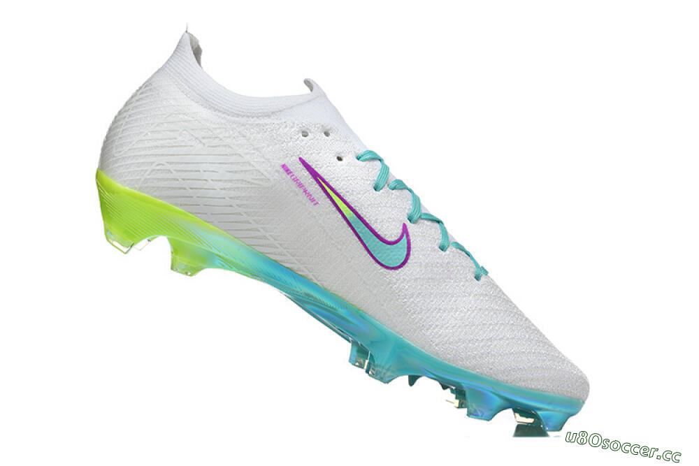 Men's Nike Air Zoom Mercurial Vapor 16 Elite FG Firm Ground Low-Tops Football Boots - White/Aqua Splash/Lime Glow 7