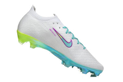 Men's Nike Air Zoom Mercurial Vapor 16 Elite FG Firm Ground Low-Tops Football Boots - White/Aqua Splash/Lime Glow