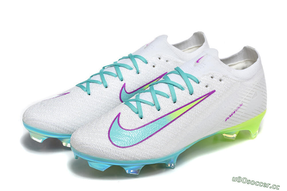Men's Nike Air Zoom Mercurial Vapor 16 Elite FG Firm Ground Low-Tops Football Boots - White/Aqua Splash/Lime Glow 5