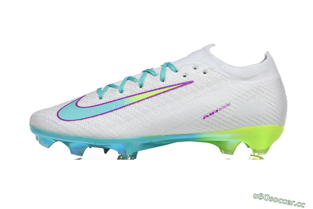 Men's Nike Air Zoom Mercurial Vapor 16 Elite FG Firm Ground Low-Tops Football Boots - White/Aqua Splash/Lime Glow 0