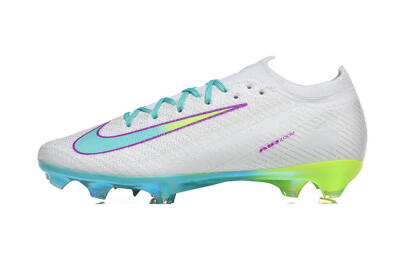 Men's Nike Air Zoom Mercurial Vapor 16 Elite FG Firm Ground Low-Tops Football Boots - White/Aqua Splash/Lime Glow