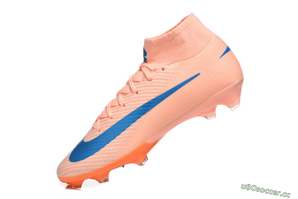 Men's Nike Air Zoom Mercurial Superfly 10 Elite FG Firm Ground High-Tops Football Boots - Pink/Coral Orange/Deep Blue 8