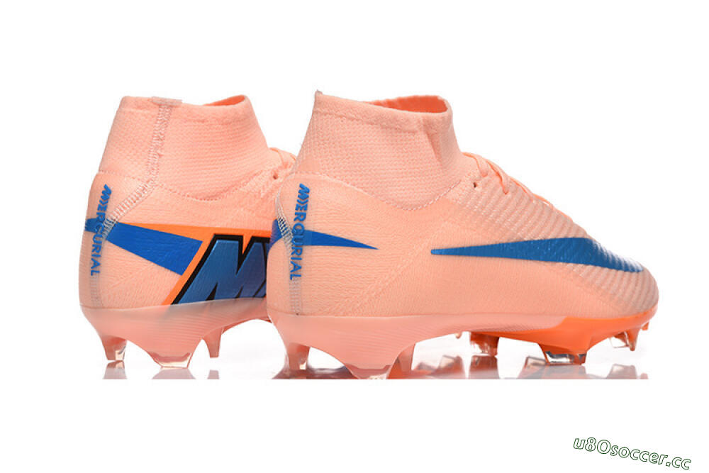 Men's Nike Air Zoom Mercurial Superfly 10 Elite FG Firm Ground High-Tops Football Boots - Pink/Coral Orange/Deep Blue 9