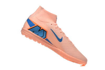 Men's Nike Air Zoom Mercurial Superfly 10 Elite TF Artificial Turf High-Tops Football Shoes - Peach/Sky Blue/Coral Pink