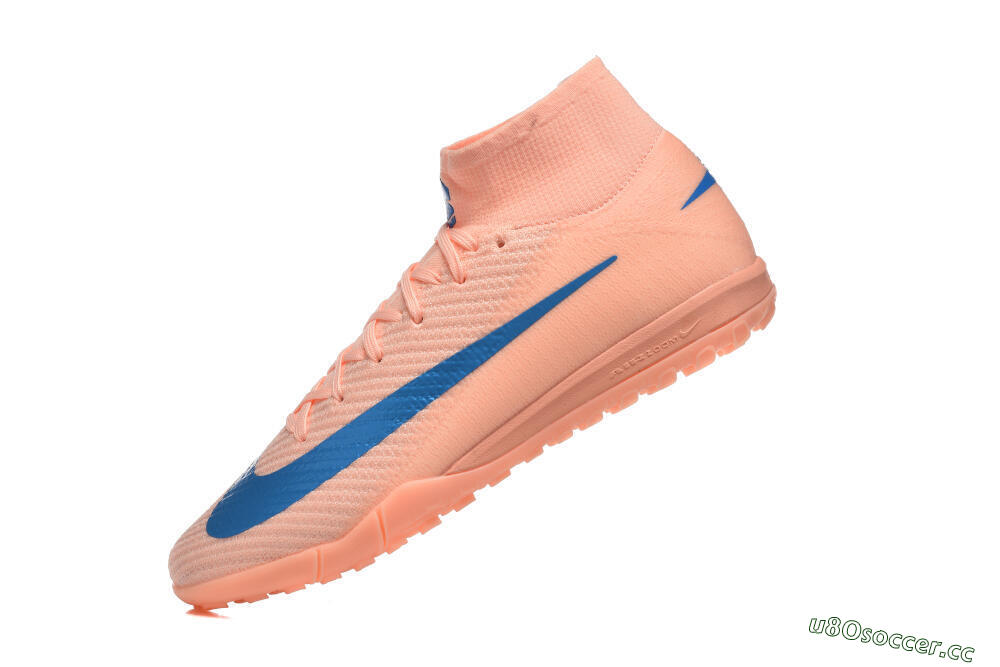 Men's Nike Air Zoom Mercurial Superfly 10 Elite TF Artificial Turf High-Tops Football Shoes - Peach/Sky Blue/Coral Pink 8
