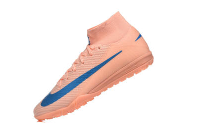Men's Nike Air Zoom Mercurial Superfly 10 Elite TF Artificial Turf High-Tops Football Shoes - Peach/Sky Blue/Coral Pink