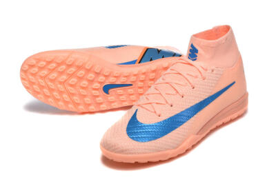 Men's Nike Air Zoom Mercurial Superfly 10 Elite TF Artificial Turf High-Tops Football Shoes - Peach/Sky Blue/Coral Pink