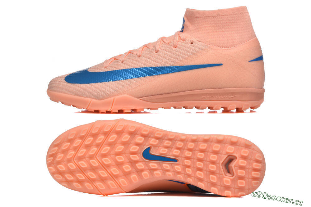 Men's Nike Air Zoom Mercurial Superfly 10 Elite TF Artificial Turf High-Tops Football Shoes - Peach/Sky Blue/Coral Pink 1