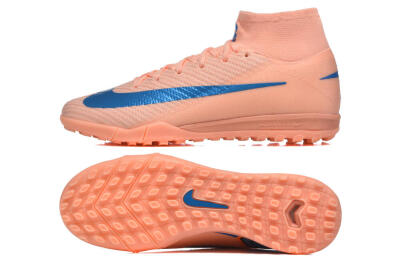 Men's Nike Air Zoom Mercurial Superfly 10 Elite TF Artificial Turf High-Tops Football Shoes - Peach/Sky Blue/Coral Pink