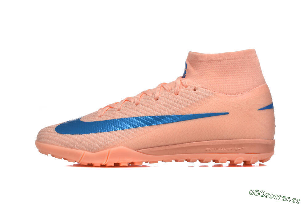 Men's Nike Air Zoom Mercurial Superfly 10 Elite TF Artificial Turf High-Tops Football Shoes - Peach/Sky Blue/Coral Pink 0