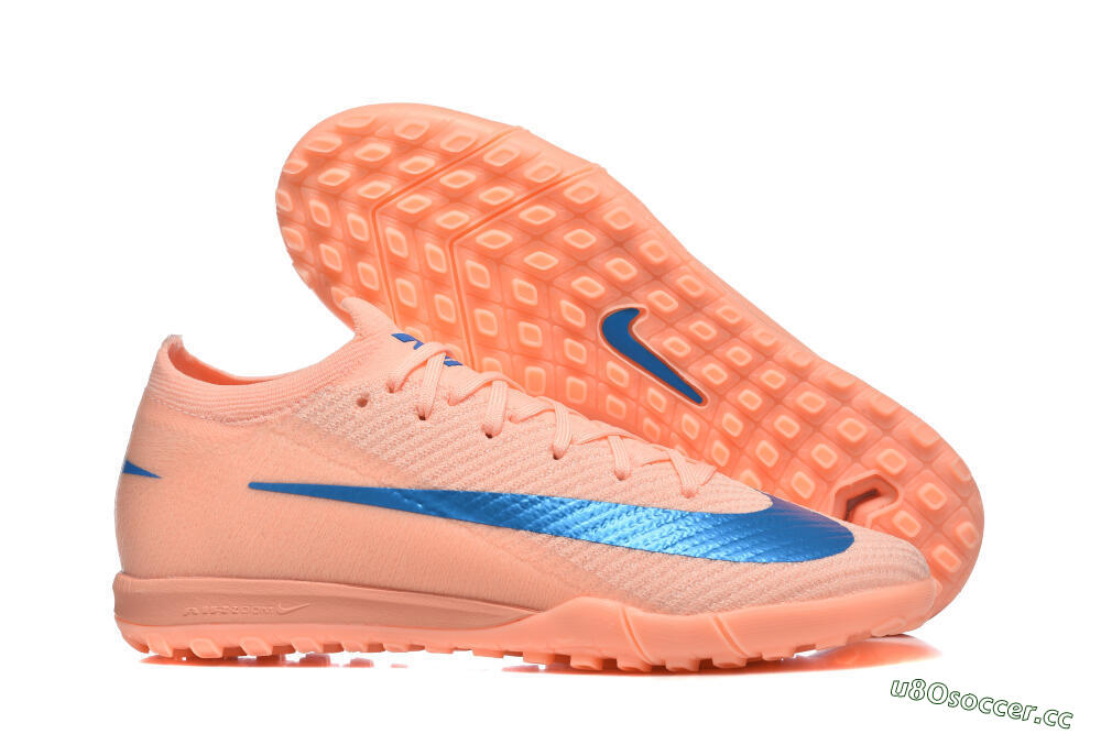 Men's Nike Air Zoom Mercurial Vapor 16 Elite TF Artificial Turf Low-Tops Football Shoes - Peach/Azure Blue/Pearl Pink 2