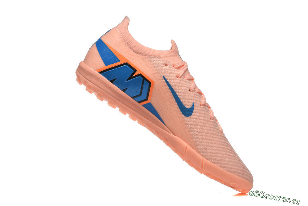 Men's Nike Air Zoom Mercurial Vapor 16 Elite TF Artificial Turf Low-Tops Football Shoes - Peach/Azure Blue/Pearl Pink 7
