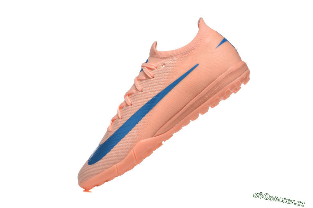 Men's Nike Air Zoom Mercurial Vapor 16 Elite TF Artificial Turf Low-Tops Football Shoes - Peach/Azure Blue/Pearl Pink 8