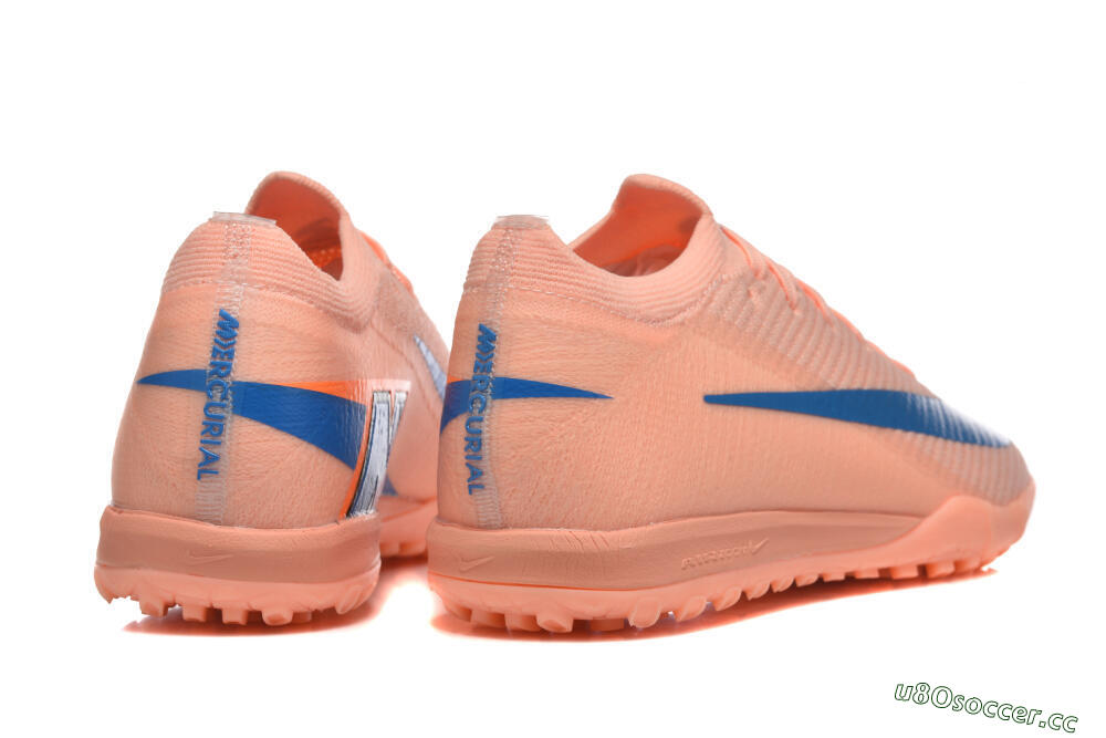 Men's Nike Air Zoom Mercurial Vapor 16 Elite TF Artificial Turf Low-Tops Football Shoes - Peach/Azure Blue/Pearl Pink 9