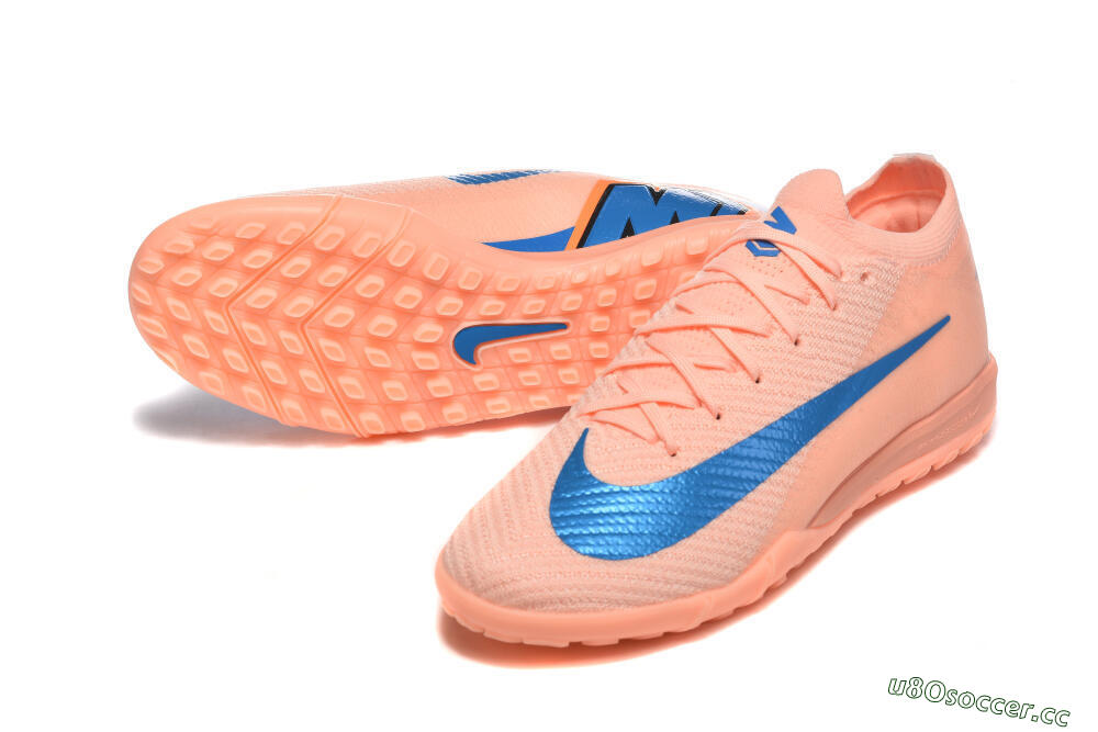 Men's Nike Air Zoom Mercurial Vapor 16 Elite TF Artificial Turf Low-Tops Football Shoes - Peach/Azure Blue/Pearl Pink 3