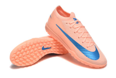 Men's Nike Air Zoom Mercurial Vapor 16 Elite TF Artificial Turf Low-Tops Football Shoes - Peach/Azure Blue/Pearl Pink