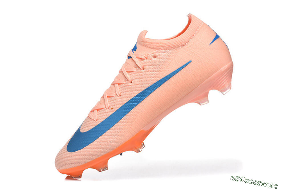 Men's Nike Air Zoom Mercurial Vapor 16 Elite FG Firm Ground Low-Tops Football Boots - Peach/Sky Blue/Coral Orange 8