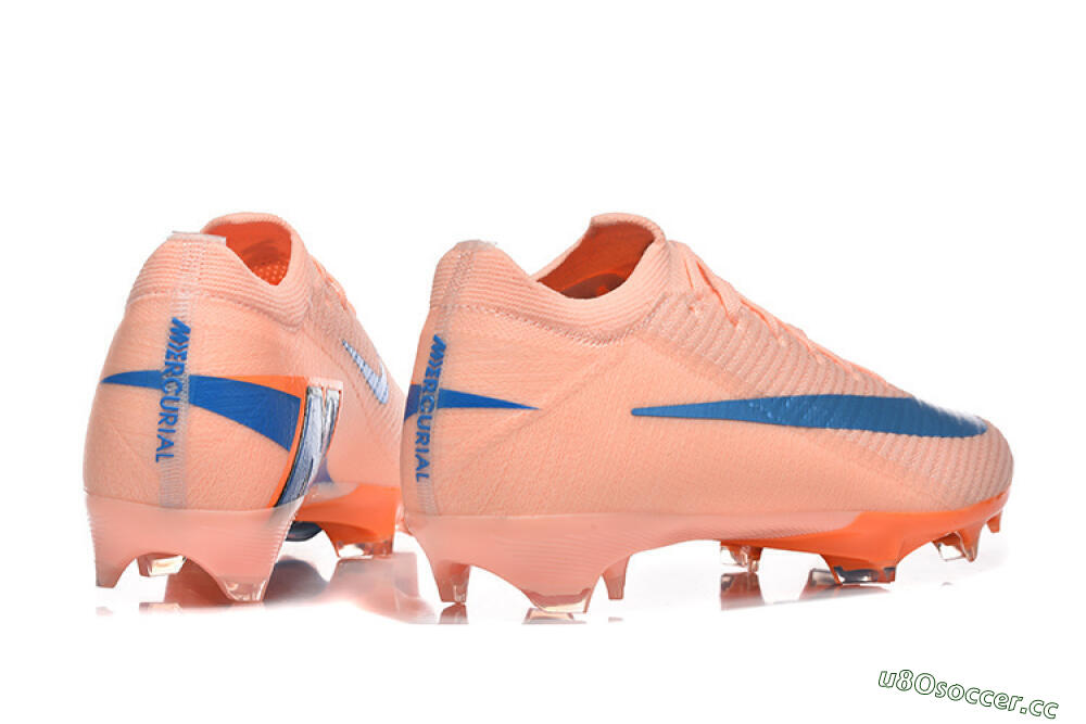 Men's Nike Air Zoom Mercurial Vapor 16 Elite FG Firm Ground Low-Tops Football Boots - Peach/Sky Blue/Coral Orange 9