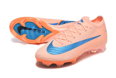 Men's Nike Air Zoom Mercurial Vapor 16 Elite FG Firm Ground Low-Tops Football Boots - Peach/Sky Blue/Coral Orange