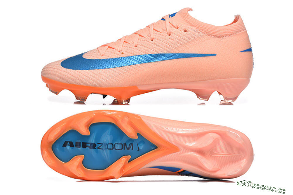 Men's Nike Air Zoom Mercurial Vapor 16 Elite FG Firm Ground Low-Tops Football Boots - Peach/Sky Blue/Coral Orange 1