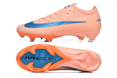 Men's Nike Air Zoom Mercurial Vapor 16 Elite FG Firm Ground Low-Tops Football Boots - Peach/Sky Blue/Coral Orange