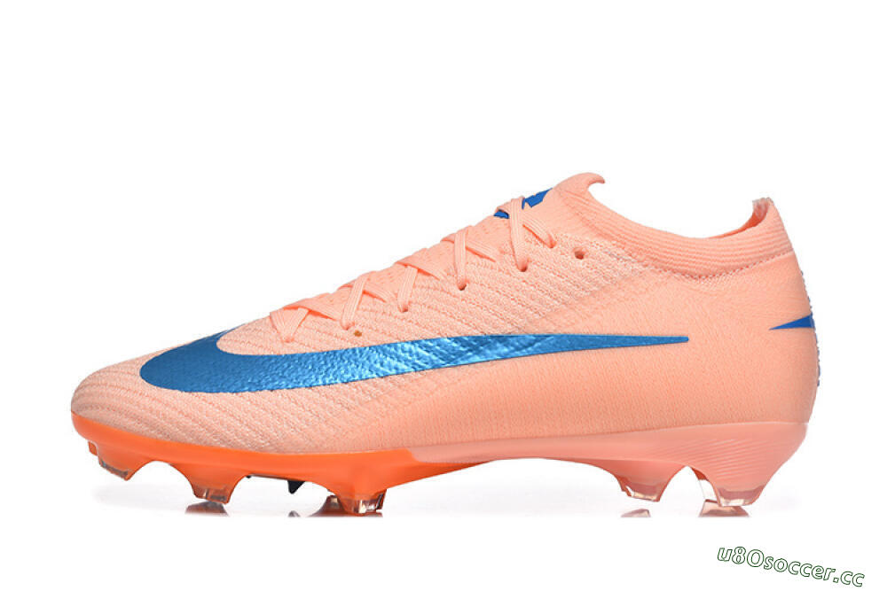 Men's Nike Air Zoom Mercurial Vapor 16 Elite FG Firm Ground Low-Tops Football Boots - Peach/Sky Blue/Coral Orange 0