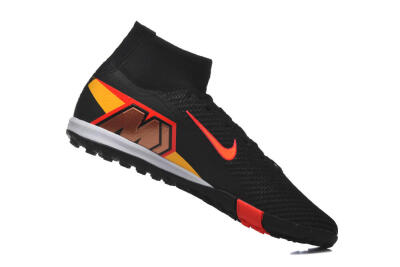 Men's Nike Air Zoom Mercurial Superfly 10 Elite TF Artificial Turf High-Tops Football Shoes - Black/Fiery Red/Sunshine Yellow