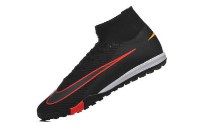 Men's Nike Air Zoom Mercurial Superfly 10 Elite TF Artificial Turf High-Tops Football Shoes - Black/Fiery Red/Sunshine Yellow