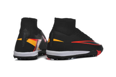 Men's Nike Air Zoom Mercurial Superfly 10 Elite TF Artificial Turf High-Tops Football Shoes - Black/Fiery Red/Sunshine Yellow