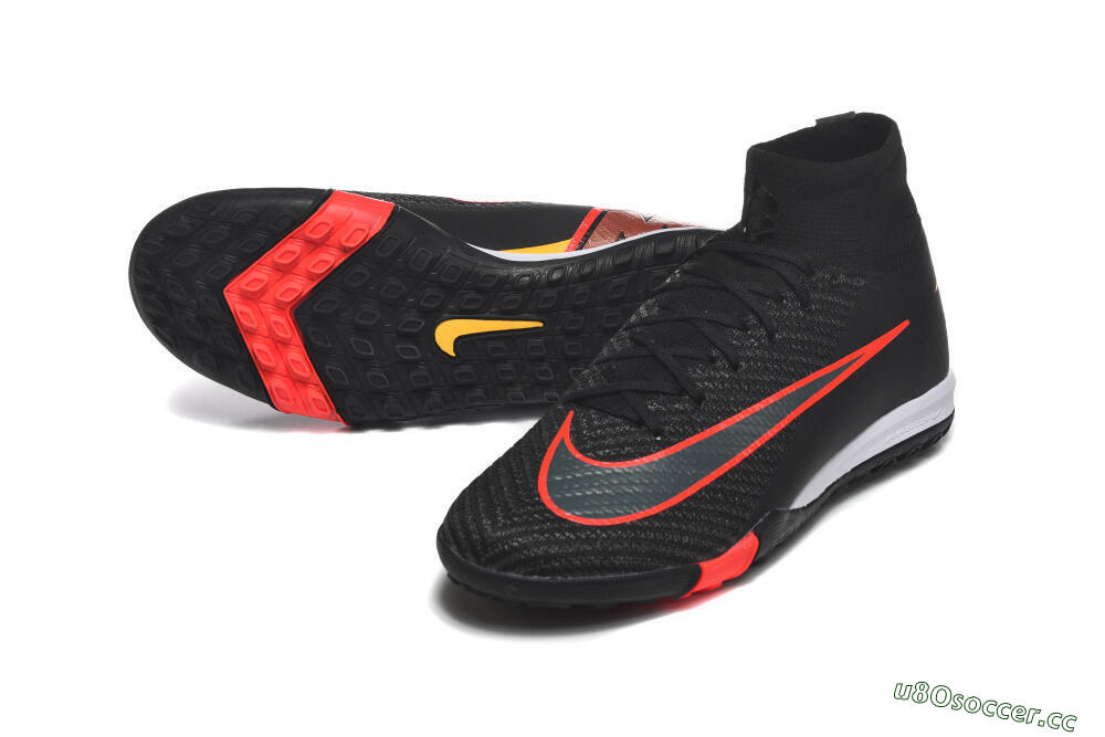 Men's Nike Air Zoom Mercurial Superfly 10 Elite TF Artificial Turf High-Tops Football Shoes - Black/Fiery Red/Sunshine Yellow 3