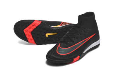 Men's Nike Air Zoom Mercurial Superfly 10 Elite TF Artificial Turf High-Tops Football Shoes - Black/Fiery Red/Sunshine Yellow