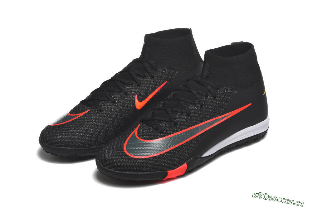 Men's Nike Air Zoom Mercurial Superfly 10 Elite TF Artificial Turf High-Tops Football Shoes - Black/Fiery Red/Sunshine Yellow 5