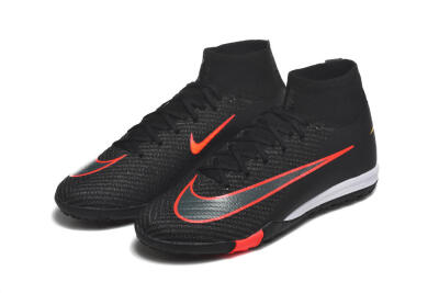 Men's Nike Air Zoom Mercurial Superfly 10 Elite TF Artificial Turf High-Tops Football Shoes - Black/Fiery Red/Sunshine Yellow