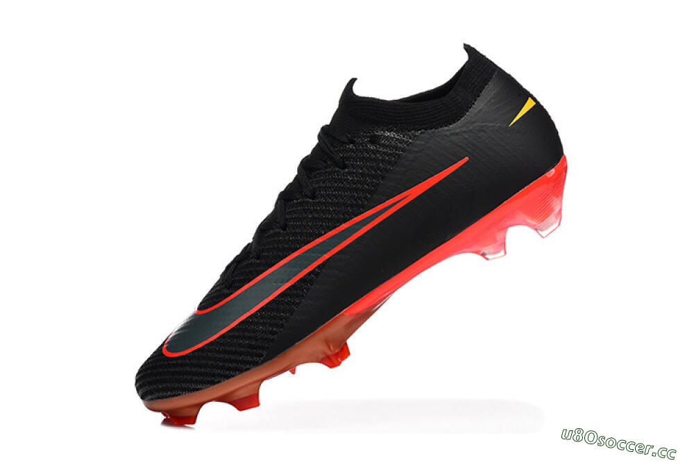 Men's Nike Air Zoom Mercurial Vapor 16 Elite FG Firm Ground Low-Tops Football Boots - Black/Electric Red/Flame Orange 8