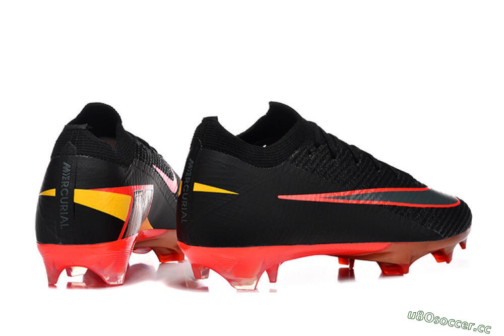 Men's Nike Air Zoom Mercurial Vapor 16 Elite FG Firm Ground Low-Tops Football Boots - Black/Electric Red/Flame Orange 9