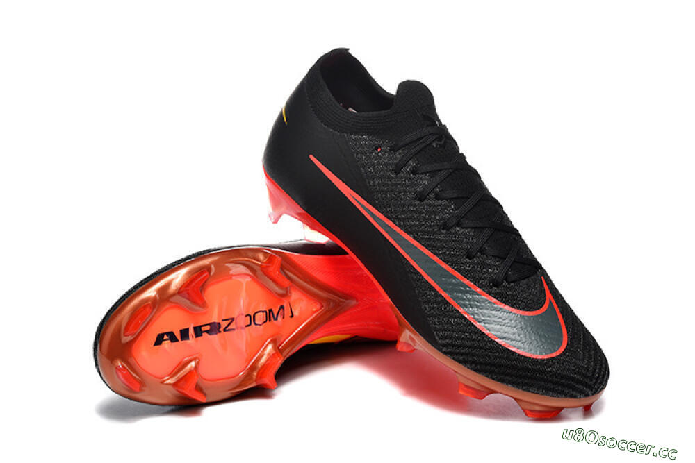 Men's Nike Air Zoom Mercurial Vapor 16 Elite FG Firm Ground Low-Tops Football Boots - Black/Electric Red/Flame Orange 4